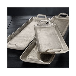 Cast Aluminium Serving Platter <b>Decorative</b> Handmade Tray Rustic Table Centerpiece <b>Kitchen</b> Dining Organizer Housewarming Gift - Product Image 1