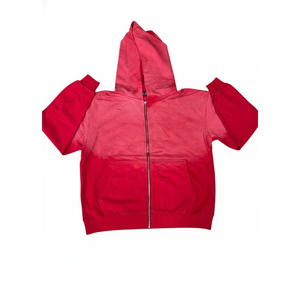 Scratch Bright <b>Red</b> Zip Up Boxy Fit <b>Hoodie</b> Oem Design Blank Plain Stone Sun Faded French Terry Acid Wash Zip up Hoodies - Product Image 1