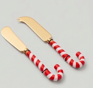 Ensemble de couteaux à fromage avec manche en forme de canne à sucre, couverts décoratifs pour les fêtes et les tables de réception - Product Image 1