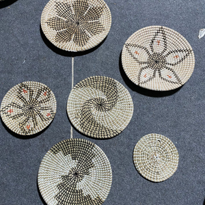 Nouvelle arrivée rustique jonc de mer plaque murale à la mode bohème plante multifonctionnelle en osier tenture murale différentes tailles pour la maison - Product Image 2