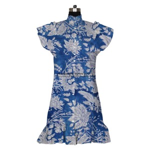 Latest Design <b>Summer</b> <b>Dress</b> Women Beach Wear Sexy Short Sleeve Block Print <b>Boho</b> Beach Wear <b>Dress</b> Block Print <b>Boho</b> Cotton <b>Dress</b> - Product Image 6