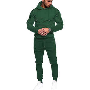 Custom Men Streetwear Solid Cotton Hooded Sweatsuit <b>Distressed</b> Embroidery Patch Cropped Hoodie Sweatpants Set Casual - Product Image 4