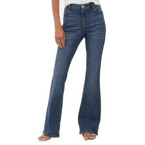 Pantalones vaqueros de marca personalizados para mujer, nuevo estilo, Vaqueros rectos de cintura media, vaqueros de algodón, lavado de color oscuro, Logo, Dropshipping en stock - Product Image 1