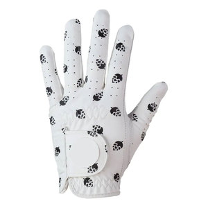 Gants de golf blancs à doigts entiers, respirants et légers, imprimé feuilles, en cuir véritable, fermeture auto-agrippante, unisexe, main droite, antidérapants - Product Image 3
