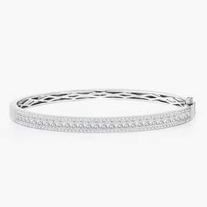 Lab Grown Diamond Bangle <b>Bracelets</b> Custom 14K 18K Solid Gold Princess Round Cut Hinge <b>Cuff</b> Minimalist Stacking Jewelry Wholesale - Product Image 3