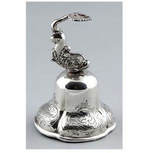 Cloche en laiton finition argentée de qualité supérieure avec poignée pour la prière religieuse, la décoration des églises, des temples et l'usage spirituel - Product Image 1