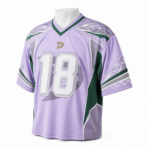 Men's Ice Hockey Jersey V-Neck Short Sleeve <b>Mesh</b> Breathable 100% Polyester Custom Number 18 Lavender Green White Sublimated - Product Image 3