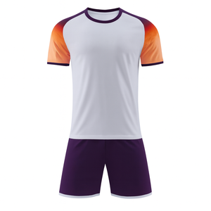 Camiseta de Fútbol de Manga Corta para Hombre, Degradado Blanco y Naranja, Cuello Redondo, Poliéster que Absorbe la Humedad, Ropa Deportiva para Todas las Temporadas - Product Image 1