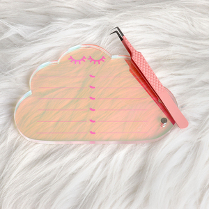 Cloud Acrylic Eyelash Tile Iridescent <b>Lash</b> <b>Extension</b> Palette Holder Custom Shape Printed <b>Lash</b> Strip Board Organizer with Tweezer - Product Image 6