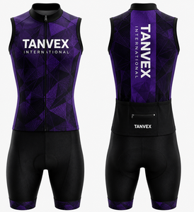 Ensemble de cyclisme écologique TANVEX International, maillot sans manches unisexe, short rembourré, ensemble en polyester respirant, taille adulte - Product Image 5