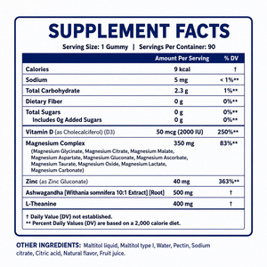 Gomitas de Magnesio de Marca Privada con Vitamina D3, Ashwagandha, L-Teanina y Zinc, Fabricante OEM ODM - Product Image 3