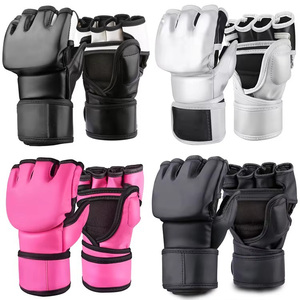 Gants de boxe professionnels en cuir synthétique de haute qualité avec poignées et sangle de poignet réglable pour la gym, le sparring et l'entraînement sur sac – OEM - Product Image 3