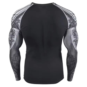 Rashguard personnalisé à manches longues respirant et écologique pour hommes, impression numérique, vente en gros, tissu polyester personnalisé - Product Image 2
