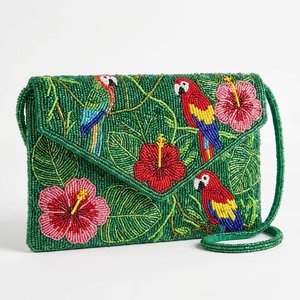 Bolso de mano tipo clutch bohemio al por mayor con cuentas, diseño floral de mariposa hecho a mano, con correa única, para mujer, para la noche - Product Image 2
