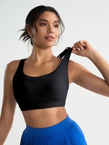 Brassière de sport pour femme en maille interlock, dos ouvert, avec panneau sous-poitrine, élastique et compressive, pour fitness et danse - Product Image 5