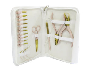 Hair Extension Application Kit with Tape Sealing Pliers Micro <b>Ring</b> Tool Hook Needle Threader <b>Clips</b> and Scissors - Product Image 6