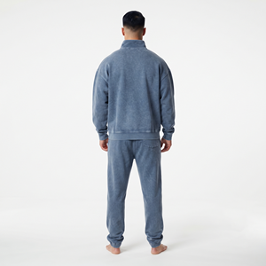 Conjunto de Sudadera Casual de Dos Piezas para Hombre, de Algodón con Lavado Ácido, Cuello Alto y Media Cremallera, Ajuste Holgado, Alta Calidad, Venta al por Mayor - Product Image 3