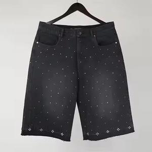 Unisex High Quality Acidwash Denim <b>Shorts</b> Allover Rhinestones Custom Made Jean <b>Shorts</b> for <b>Men</b> Summer Diamond Jorts - Product Image 6
