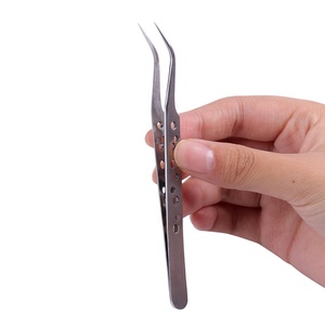 Pince en acier inoxydable de précision pointe droite incurvée pince à épiler électronique industrielle outils de réparation de téléphone pratiques pince à épiler à sourcils - Product Image 4