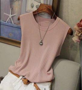 Gilet sans manches décontracté pour femme, tricoté à la main, 100 % coton, à porter en dessus ou en dessous - Product Image 3