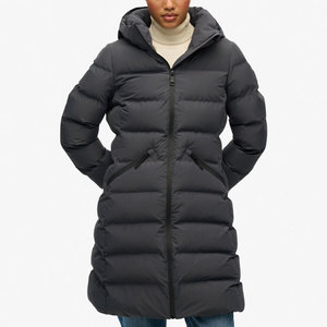 Manteau long pour femme, doudoune décontractée d'hiver, design à capuche avec fermeture éclair intégrale, chaud, effet bulle, vente en gros, personnalisable - Product Image 1