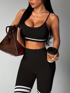 Conjunto Deportivo de 2 Piezas para Mujer, Sujetador Deportivo Sin Costuras con Bloques de Color y Leggings de Cintura Alta con Efecto Push-Up, Ropa Deportiva con Paneles Geométricos - Product Image 2