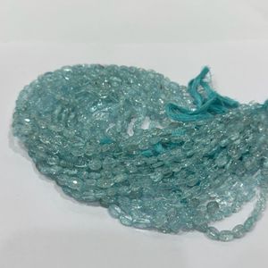 Perles ovales lisses en aquamarine naturelle indienne, bleu marine AA, non traitées, pour la fabrication de colliers et de bijoux - Product Image 3