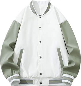 Chaqueta de Béisbol al por Mayor 100% Poliéster para Hombre, Chaquetas de Tela Tejida con Logotipo Personalizado para Unisex - Product Image 4