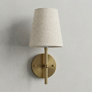 Modern Brass Wall Lamp Fabric Shade LED Sconce E14 <b>Socket</b> for Home Office Decor - Product Image 1