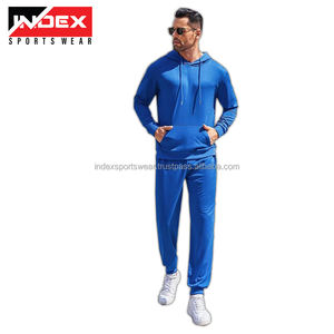Chándal Azul para Hombre INDEX, Estilo Deportivo con Capucha y Cremallera Completa, con Rayas Blancas, Corte Ajustado, para Otoño, Poliéster y Elastano - Product Image 3