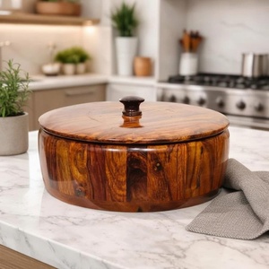 ชามสลัดไม้กระถินณรงค์ทรงสูง ปี 2026 ชามผลไม้ไม้ตกแต่งสำหรับเสิร์ฟขนมและของว่าง - Product Image 3