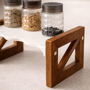 Modern Wood <b>Kitchen</b> Spice <b>Rack</b> Countertop Condiment Holder Pantry Organizer Freestanding Single Tier <b>Storage</b> - Product Image 3