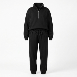 Wholesale <b>Mens</b> Activewear Gym Tracksuit Polyester Spandex Quick Dry Running Sportswear Zip Up <b>Hoodie</b> <b>And</b> Joggers <b>Set</b> - Product Image 2