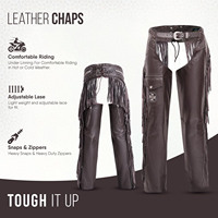 Samroz Sports Chaps en Cuir Personnalisables pour Hommes et Femmes, en Cuir de Vachette Pleine Fleur Premium, Style Western Cowboy Moto, Faits Main, Marron Foncé, Toutes Tailles
