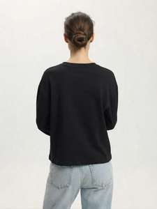 เสื้อยืดทรงบ็อกซ์แขนยาวผ้าฝ้าย 100% สำหรับผู้หญิง เสื้อยืดลำลองสำหรับวิ่งออกกำลังกาย คอกลม ทรงหลวม สไตล์บ็อกซ์ ขายส่ง - Product Image 2