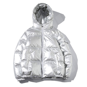 Custom Metallic <b>Hooded</b> Puff Bubble Jacket Full Zip Down Windbreaker Quilted Padded <b>Coat</b> Bomber Streetwear Puffer Jacket <b>Men</b> - Product Image 6