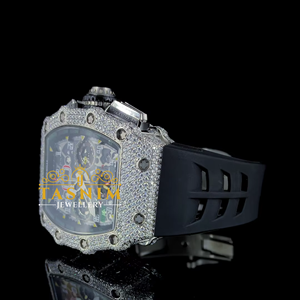 Reloj Deportivo de Negocios con Diamantes de Imitación VVS Moissanite, Diseño Cuadrado, Movimiento de Cuarzo de 20 mm, Correa de Silicona, Regalo de Boda Elegante para Hombre - Product Image 3
