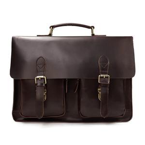 Sac à main d'affaires rétro en cuir de vache véritable pour hommes, sacoche pour ordinateur portable de 15.6 pouces, sacs à bandoulière LLB-0386 - Product Image 2