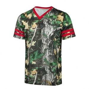 Camiseta de Fútbol de Secado Rápido para Hombre, Cuello en V, Camuflaje, Manga Corta, Malla Transpirable, para Todas las Temporadas, Corte Ajustado Regular - Product Image 2