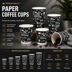 Gobelets à café en papier imprimés sur mesure, gobelets jetables à emporter avec couvercle pour boissons chaudes, cafés et emballages de boissons - Product Image 5
