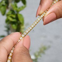 Bracelet unisexe en diamants de laboratoire de type tennis, 2mm/3mm/4mm/5mm, or massif 18 carats plaqué rhodium, couleur D, certifié IGI, clarté VS1