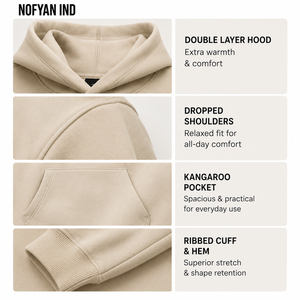 Sudadera con Capucha Nofyan para Hombre, Estilo Holgado, Manga Larga, 100% Algodón, Secado Rápido, Transpirable, para Invierno, Cálida, para Actividades al Aire Libre - Product Image 3