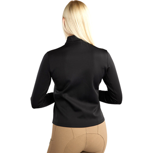 Chaqueta de equitación para mujer, corte ajustado, con cremallera, abrigo para jinete, elástica, transpirable, ropa deportiva para exteriores, color negro - Product Image 4