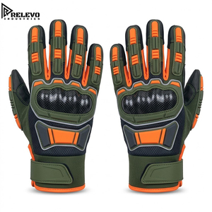 Gants de travail industriels, vert olive, orange et noir, anti-vibrations, protection contre les chocs, équipement robuste OEM/ODM - Product Image 2