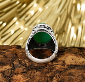 Oval Chrysoprase Sterling Silver <b>Ring</b>: <b>Green</b> Gemstone Turkish <b>Ring</b> - Product Image 4