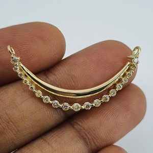 Collier pendentif pour femme en diamant naturel rond 0,33 carats, en argent sterling 925 plaqué or jaune, serti à griffes, tendance, pour mariage - Product Image 2