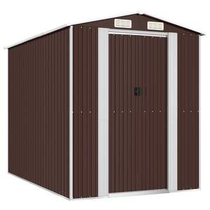 Dark Brown 75.6"x107.9"x87.8" Galvanized Steel <b>Garden</b> <b>Shed</b> for <b>Storage</b> - Product Image 2