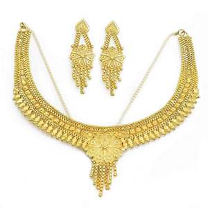 Collares de Moda para Mujer, Cadena Corta con Patrón de Flores, Chapado en Oro de 14K, 18K y 24K, Estilo Tradicional para Bodas, Venta al Por Mayor - Product Image 2