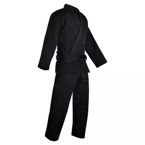 Uniforme de Karate Negro para Adultos Unisex, 100% Algodón, Duradero, Corte Regular, Ropa de Artes Marciales con Parche de Logotipo Rojo - Product Image 2