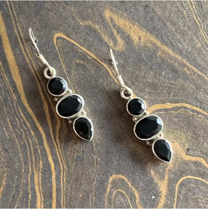 Multi-Black <b>Onyx</b> Gemstone Dangle <b>Earrings</b> 925 Sterling Silver Designer Jewelry Collection By JAIPUR SILVER - Product Image 3